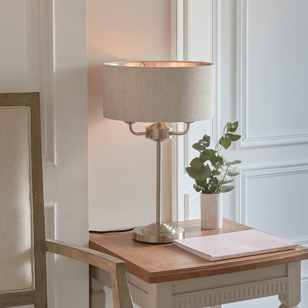 Lampă de masă Endon 94369 HIGHCLERE 3xE14/18W/230V bej/crom mat