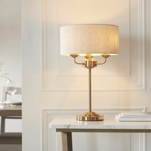 Lampă de masă Endon 110721 HIGHCLERE 3xE14/18W/230V bej/alamă