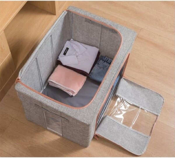 Set 3 cutii pliabile pentru depozitare, 24L, 66L, 100L, Gri