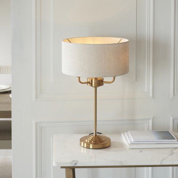Lampă de masă Endon 110721 HIGHCLERE 3xE14/18W/230V bej/alamă