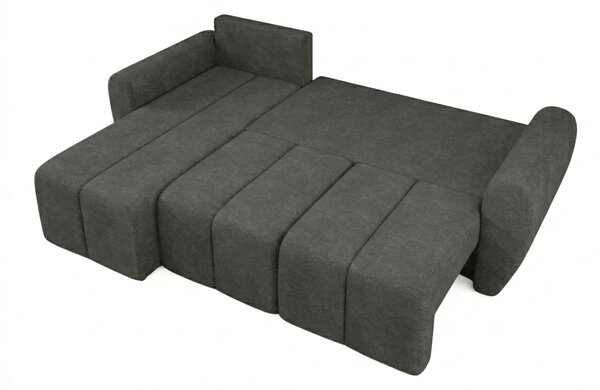Coltar extensibil de colt SEVIO, gri inchis, reversibil, 246x145 cm + 2 perne GRATUIT
