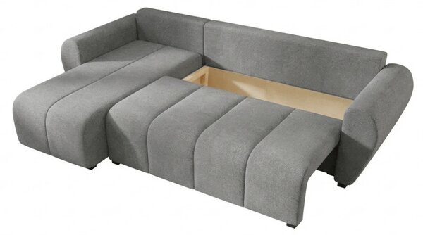 Coltar extensibil de colt SEVIO, gri, reversibil, 246x145 cm + 2 perne GRATUIT