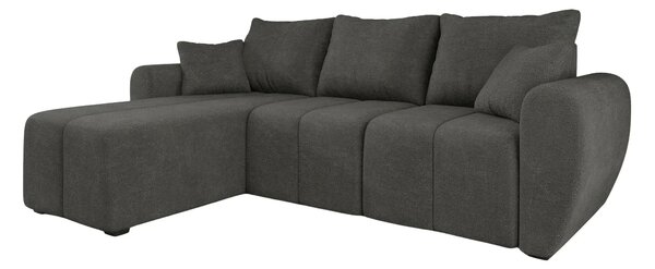 Coltar extensibil de colt SEVIO, gri inchis, reversibil, 246x145 cm + 2 perne GRATUIT