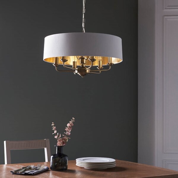 Lustră pe lanț Endon 98933 HIGHCLERE 6xE14/40W/230V alb/alamă