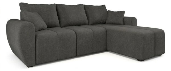 Coltar extensibil de colt SEVIO, gri inchis, reversibil, 246x145 cm + 2 perne GRATUIT