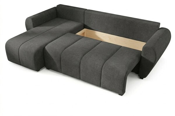 Coltar extensibil de colt SEVIO, gri inchis, reversibil, 246x145 cm + 2 perne GRATUIT