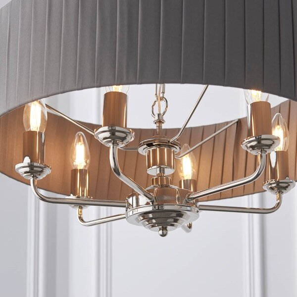 Lustră pe lanț Endon 94397 HIGHCLERE 6xE14/40W/230V gri/crom lucios