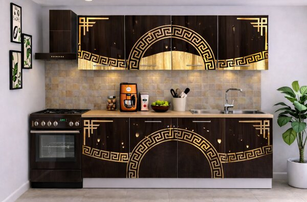 Bucatarie Verona 200 cm Wenge Ornament Gold