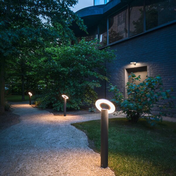 SLV LED lampă de cale I-Ring, antracit, aluminiu, înălțime 65 cm, Negru, Aluminiu, Modern