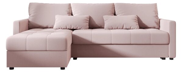 Coltar extensibil de colt VENORIA, roz pudra, reversibil, 220x143 cm + 2 perne GRATUIT