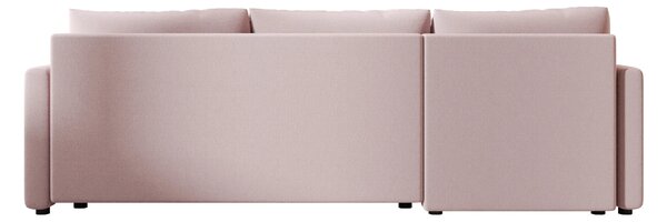 Coltar extensibil de colt VENORIA, roz pudra, reversibil, 220x143 cm + 2 perne GRATUIT