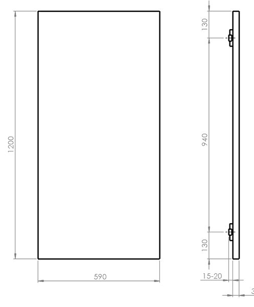 Sapho Sapho, panou radiant baie ENIS 600W, IP44, 590x1200 mm, negru mat, RH600B