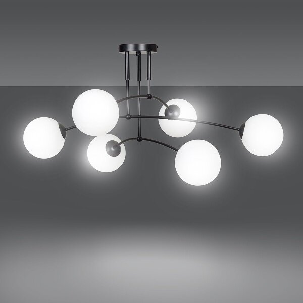 Lustră pe tijă PREGOS 6xE14/10W/230V negru/alb
