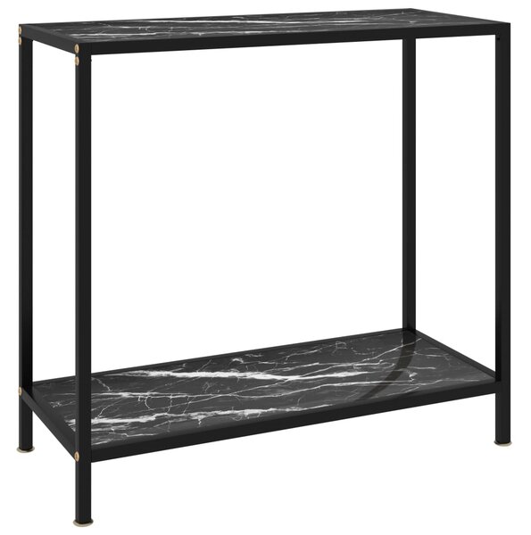 Masă consolă, negru, 80 x 35 x 75 cm, sticlă securizată