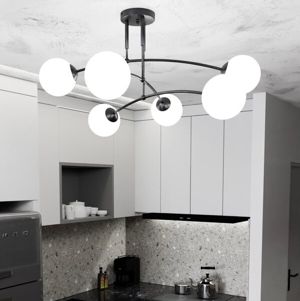 Lustră pe tijă PREGOS 6xE14/10W/230V negru/alb