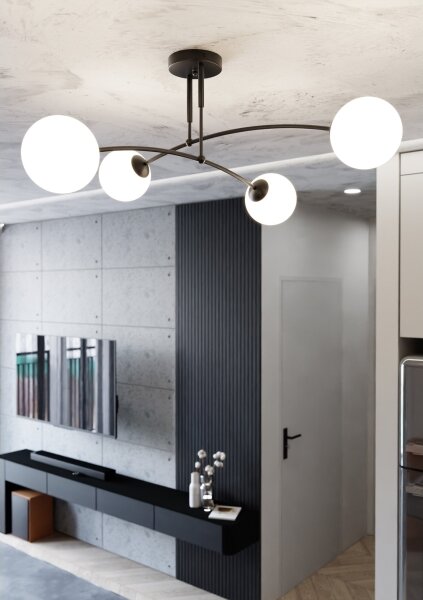 Lustră pe tijă PREGOS 4xE14/10W/230V negru