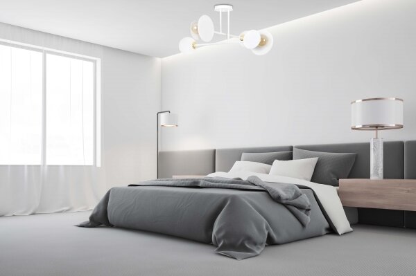 Lustră pe tijă MINERVA 2xE27/15W + 2xE14/10W/230V alb