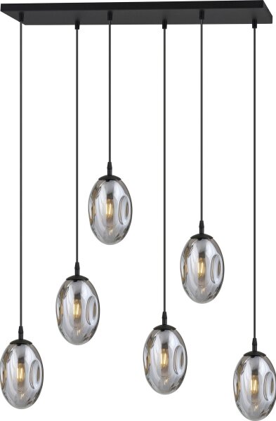 Lustră pe cablu ASTRAL 6xE14/10W/230V negru/fumuriu
