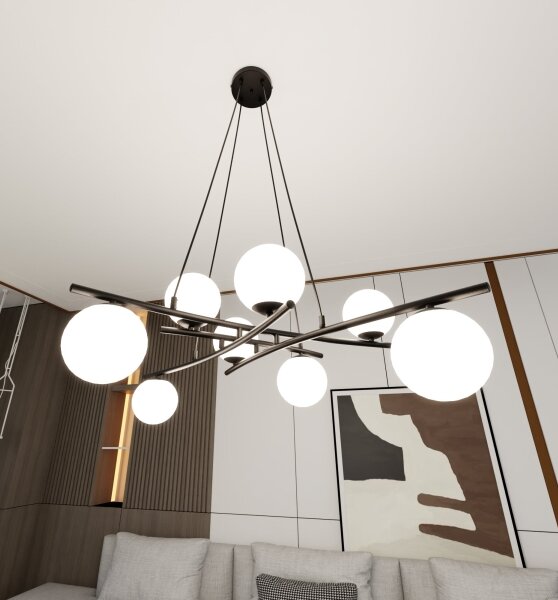 Lustră pe cablu ESSA 8xE14/10W/230V negru/alb