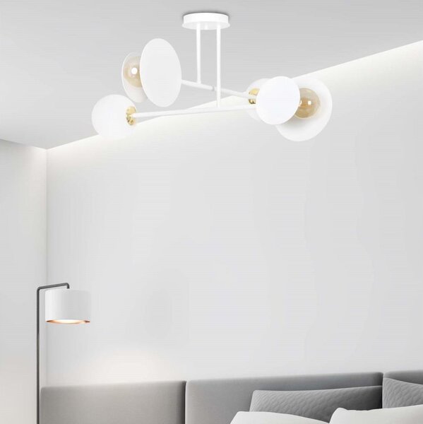 Lustră pe tijă MINERVA 2xE27/15W + 2xE14/10W/230V alb