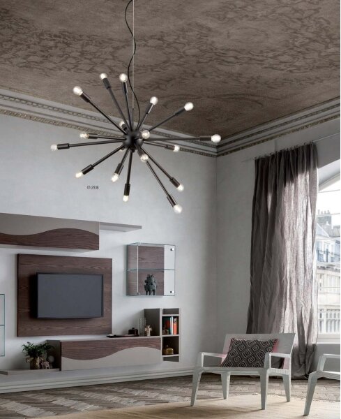 Lustră pe cablu Redo 01-2936 STELLAR 18xE14/25W/230V negru