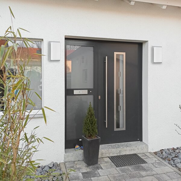 LCD Lampă cu senzor pentru perete exterior 059, oțel inoxidabil, sticlă opală, 29, reglabil, Gri, Metal, Modern