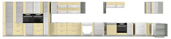 Z0ND0 Dulap de bucătărie pentru cuptor Kelyn 60 DP 210 2F (Crem lucios + gri). 1032757