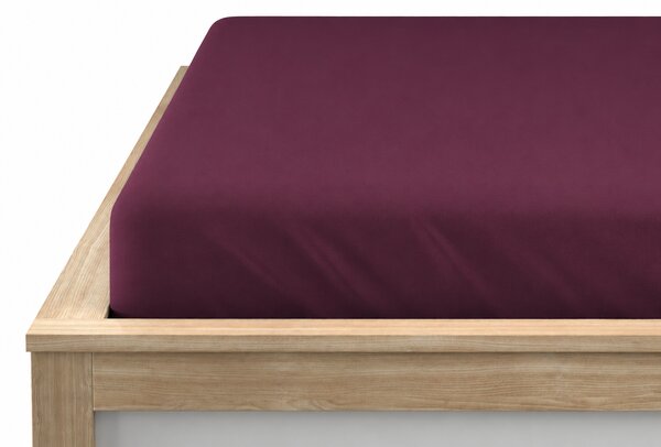 Cearsaf Jersey cu lycra visiniu inchis 90 x 200 cm