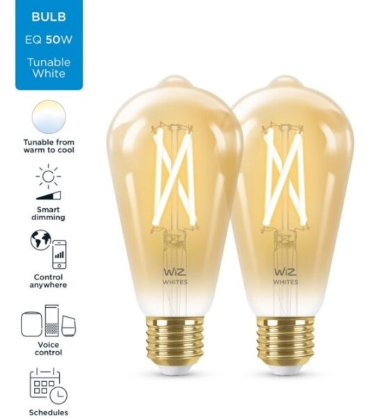 SET 2x LED Vintage ST64 E27/6,7W/230V 2000-5000K Wi-Fi -WiZ dimabil
