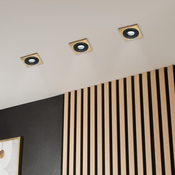 Spot încastrat TOBBY 1xGU10/20W/230V 11,5x11,5 cm stejar/negru
