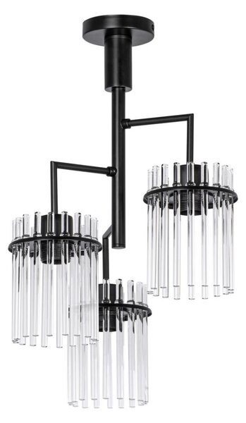 Lustră pe tijă 3xE27/60W/230V negru/transparent