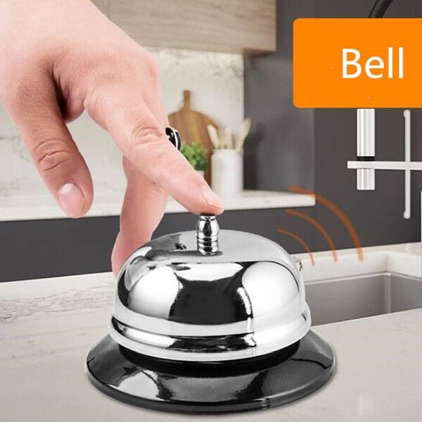 Clopotel sonerie pentru receptie hotel, bar, pensiune, otel inoxidabil, diametru 5.5 cm