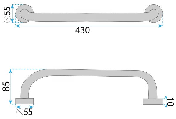 Bară de sprijin dreaptă pentru baie Chrome 40cm