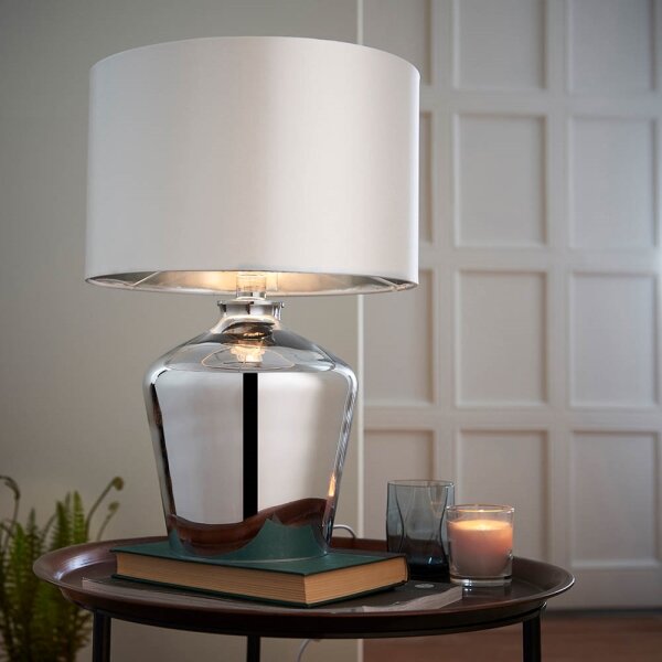 Lampă de masă Endon 61198 WALDORF 1xE27/10W/230V crom lucios/alb