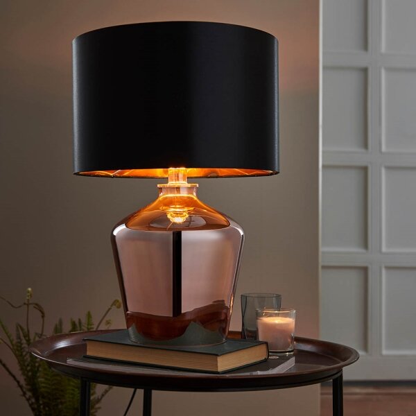 Lampă de masă Endon 61149 WALDORF 1xE27/10W/230V cupru/negru