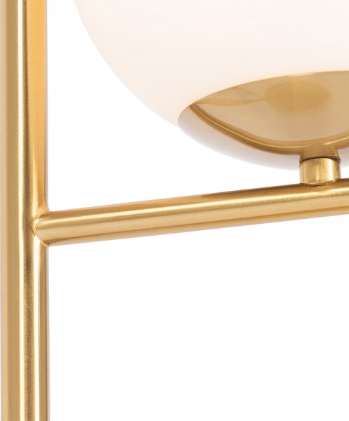 Lampa de masa Art Deco aurie si sticla opal - Flore