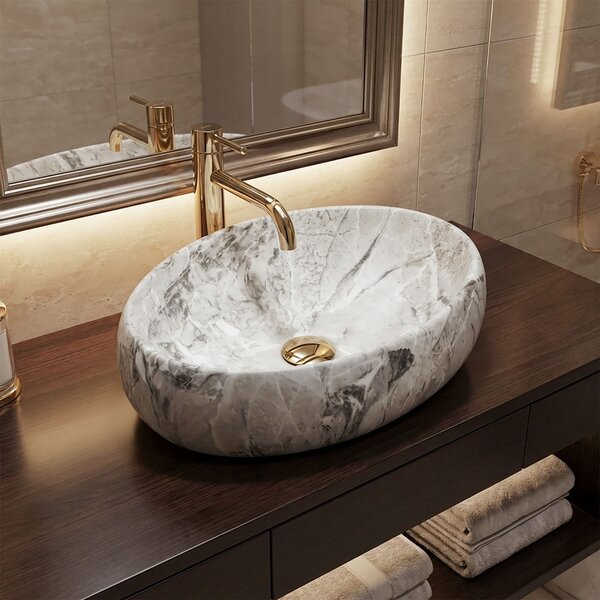 Set lavoar Linda Stone + baterie inalta Lungo gold + dop universal gold