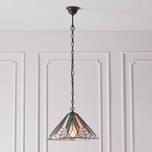 Candelabru cu lanț Tiffany ASTORIA, 1x E27/60W/230V, diametru 40 cm