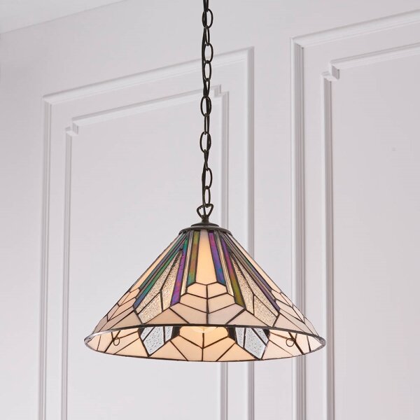 Candelabru cu lanț Tiffany ASTORIA, 1x E27/60W/230V, diametru 40 cm