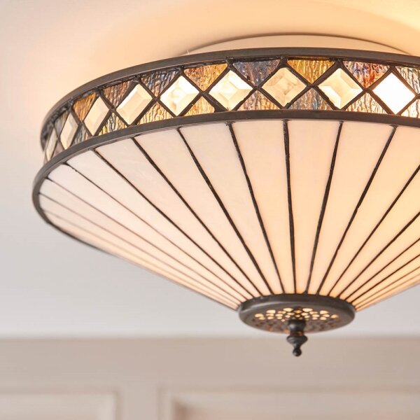 Endon 64145 - Plafonieră Tiffany FARGO, 2xE27/60W/230V, diametru 41,5 cm