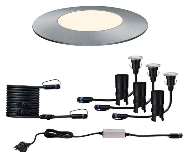 Paulmann Plug & Shine Floor Mini Starter CH argintiu, reglabil, Negru, Plastic, Modern, Corpuri de iluminat încastrate rotunde