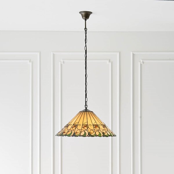 Endon 64194 - Lustru Tiffany JAMELIA pe lanț, 3x E27/60W/230V, diametru 50 cm
