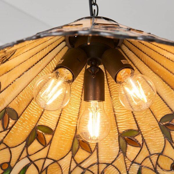 Endon 64194 - Lustru Tiffany JAMELIA pe lanț, 3x E27/60W/230V, diametru 50 cm