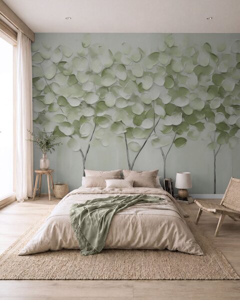 Tapet Copaci stilizati, imitație de tablou, Fototapet Natură, w05942v1 : Uwalls.ro