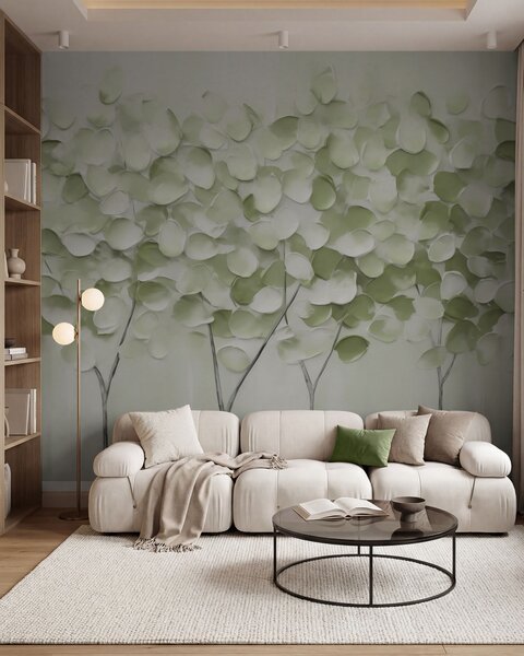Tapet Copaci stilizati, imitație de tablou, Fototapet Natură, w05942v1 : Uwalls.ro