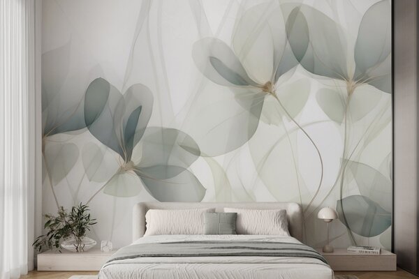 Tapet Flori abstracte, imitație după un tablou, Imagini de fundal unice, w05952 : Uwalls.ro