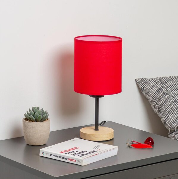 Lampă de masă Brilagi NUBILA WOOD 1xE27/25W/230V stejar/roșu