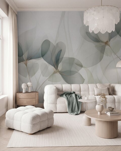 Tapet Flori abstracte, imitație după un tablou, Imagini de fundal unice, w05952 : Uwalls.ro