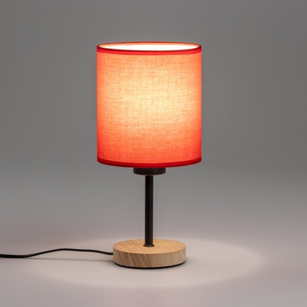Lampă de masă Brilagi NUBILA WOOD 1xE27/25W/230V stejar/roșu