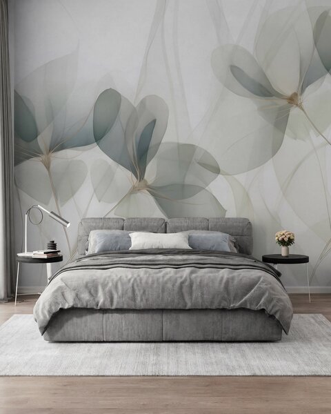 Tapet Flori abstracte, imitație după un tablou, Imagini de fundal unice, w05952 : Uwalls.ro